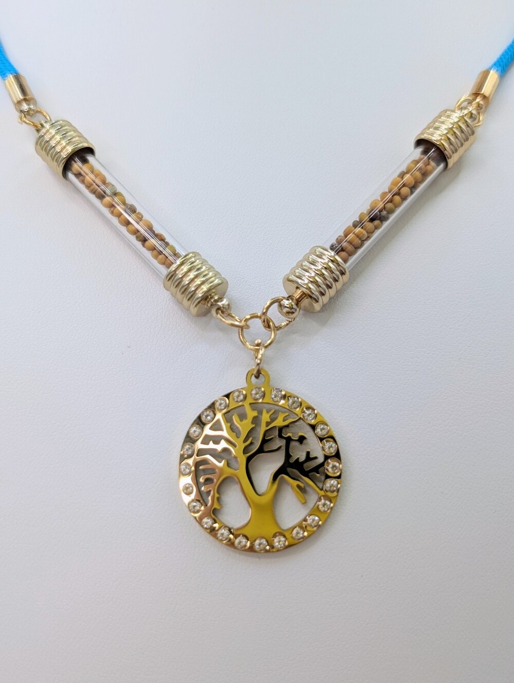 Tree of Life - Mustard Seed Pendant Necklace Stainless Steel & Glass